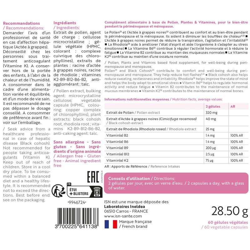 MENOGYNE® - Pré-ménopause et ménopause - 60 gélules végétales MENOGYNE® - Pré-ménopause et ménopause - 60 gélules végétales