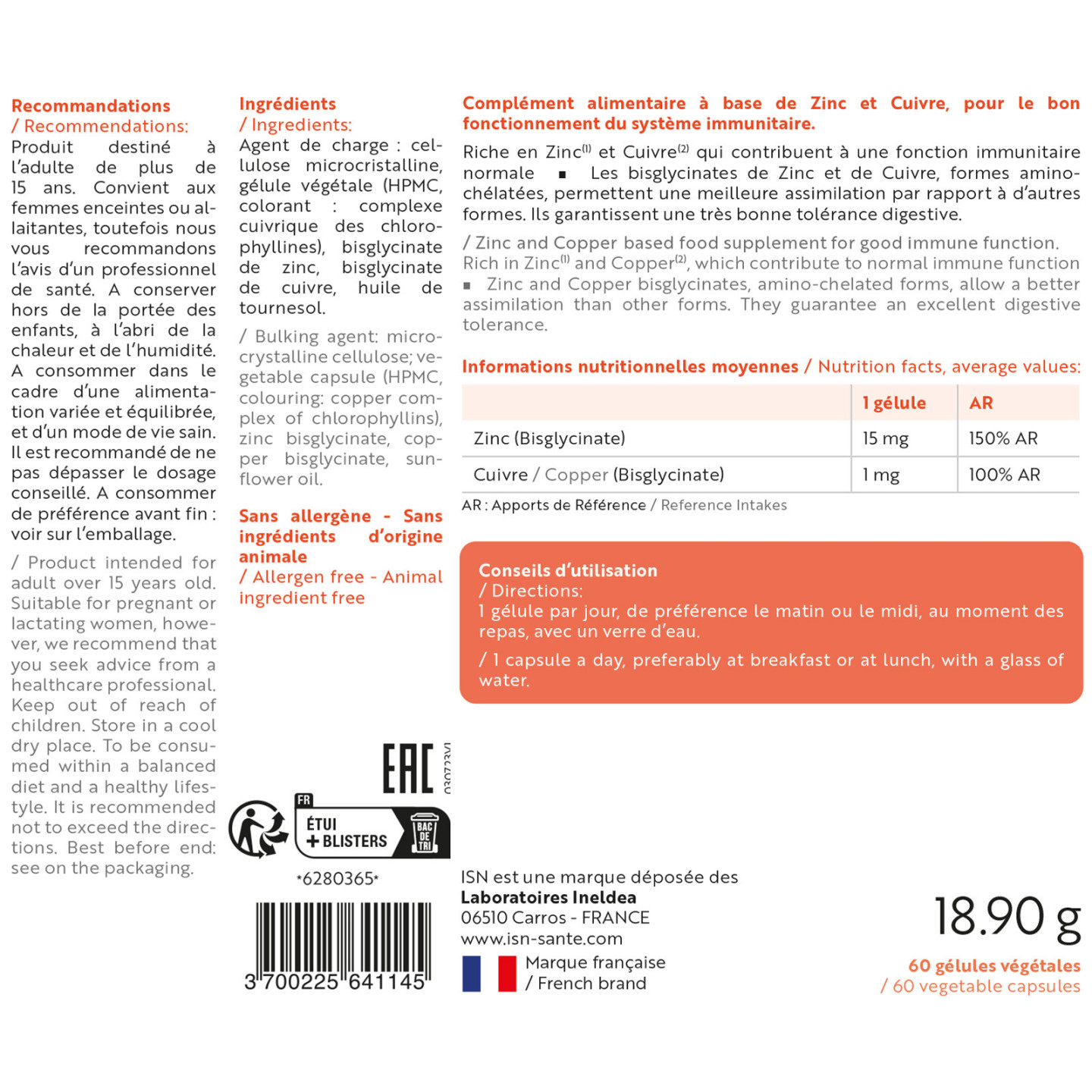 SUPLEZINC - SUPPLÉMENTATION EN CUIVRE ET EN ZINC