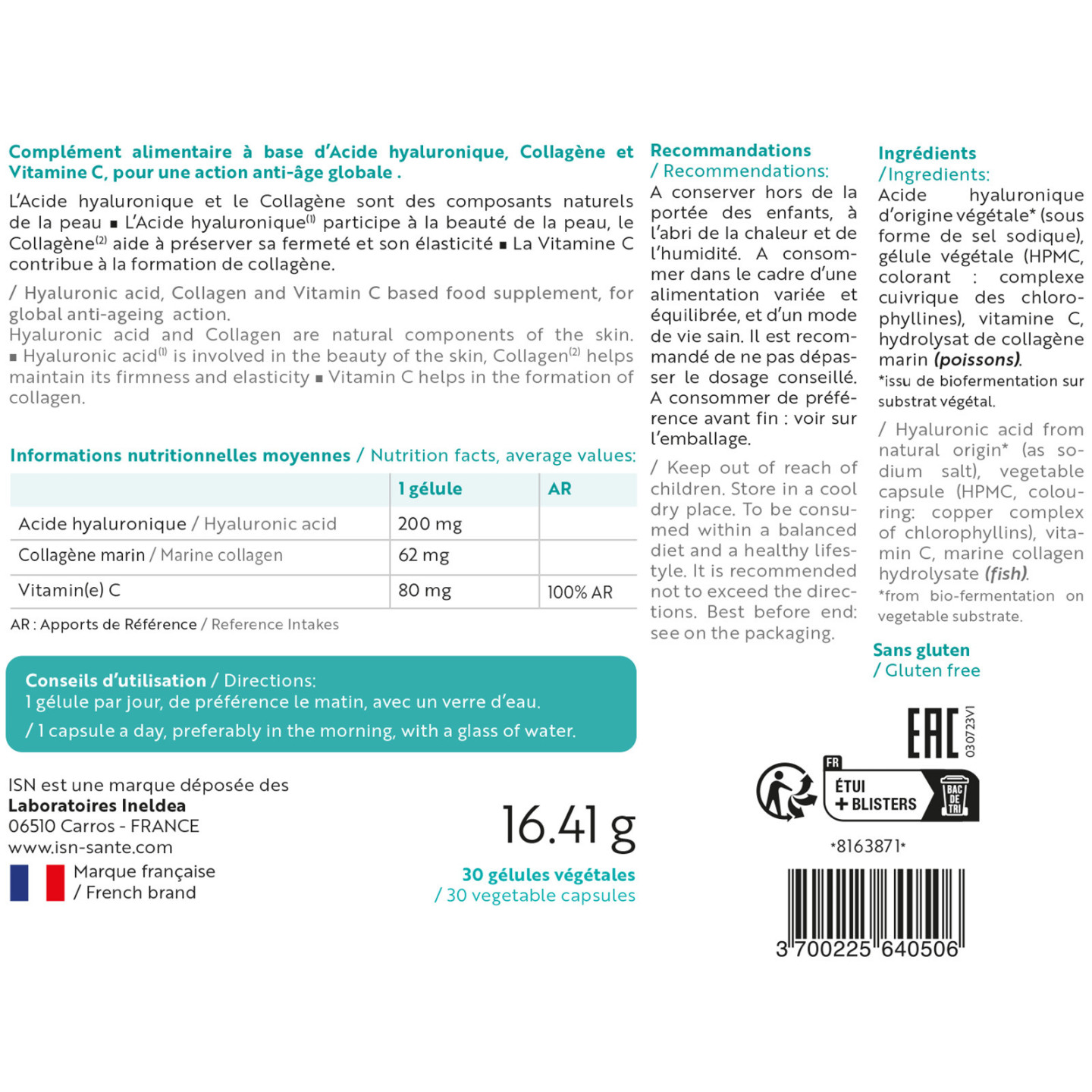 HYALURID® - Fermeté de la peau & Effet repulpant - 30 gélules