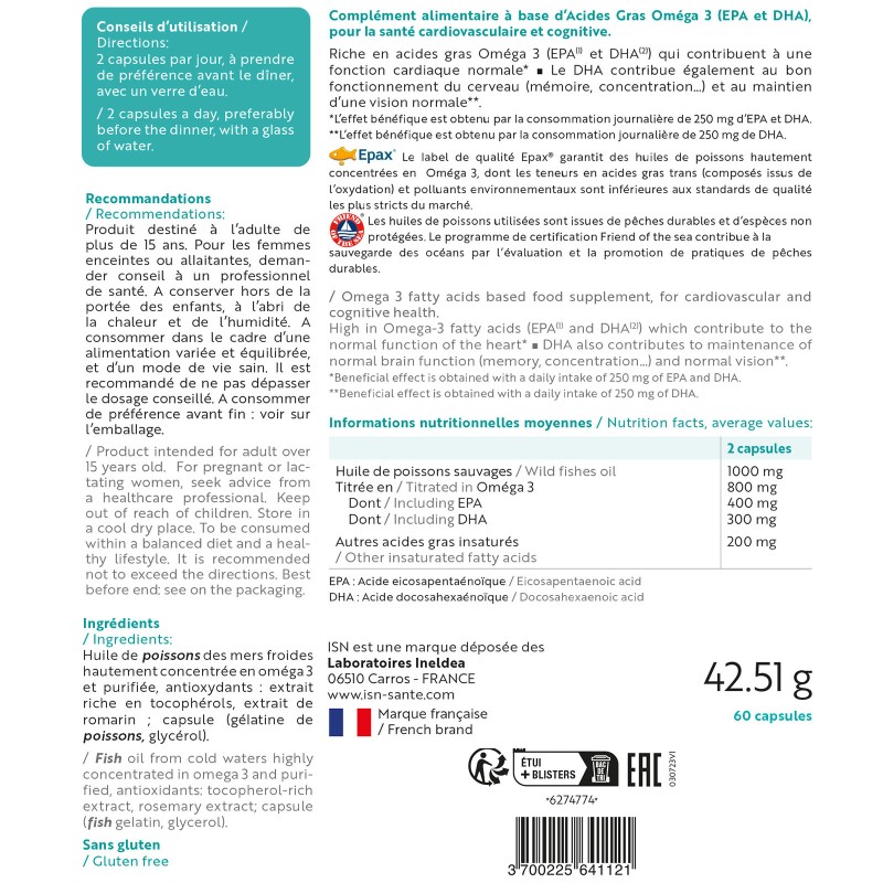 OMEGABIOL® - Fonctions cardiovasculaires et cognitives - 60 capsules OMEGABIOL® - Fonctions cardiovasculaires et cognitives - 60 capsules