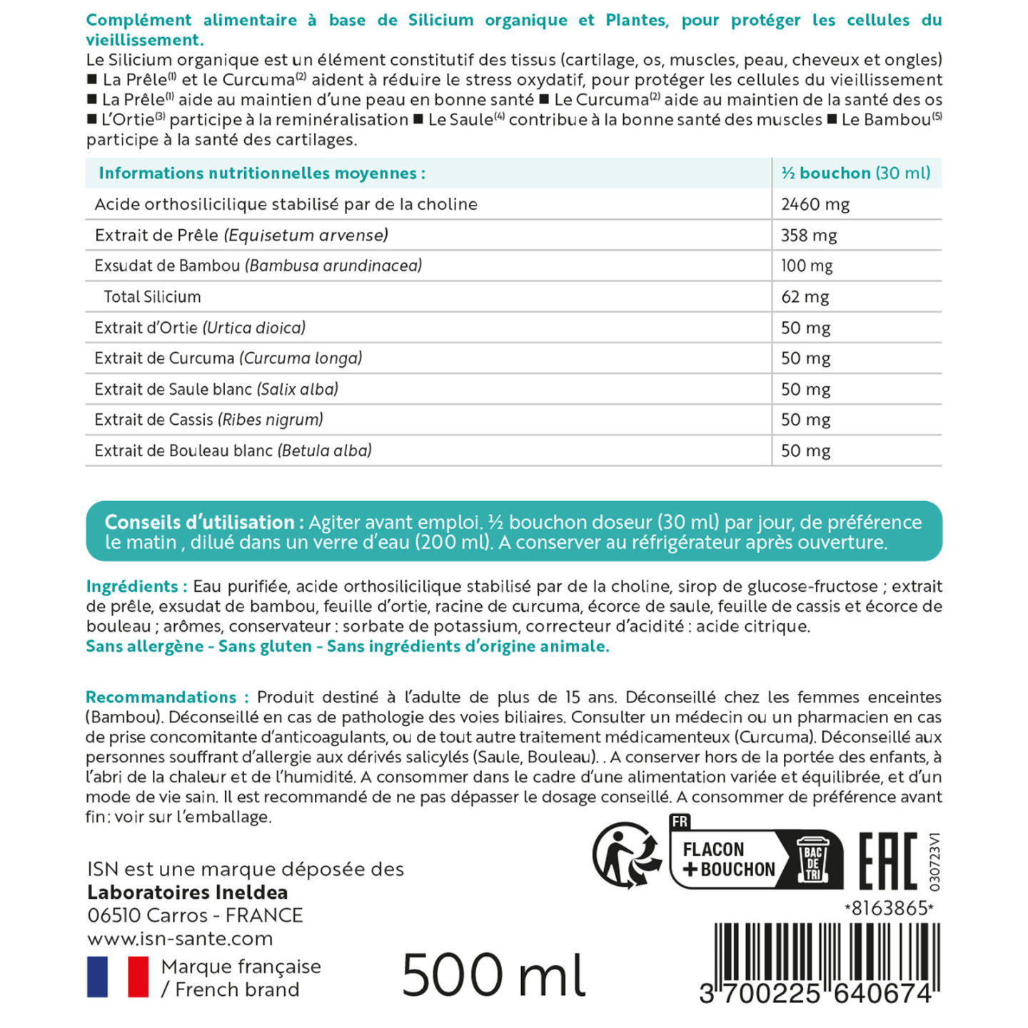 SILIBIOL® - Protection cellulaire & Anti-âge - Flacon 500ml