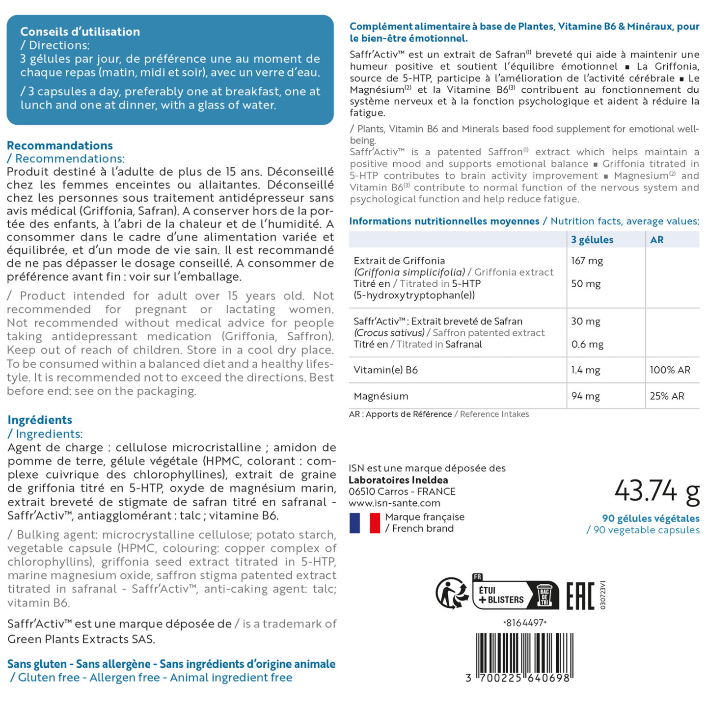 EUPHORYL® - Humeur et équilibre émotionnel - 90 gélules végétales