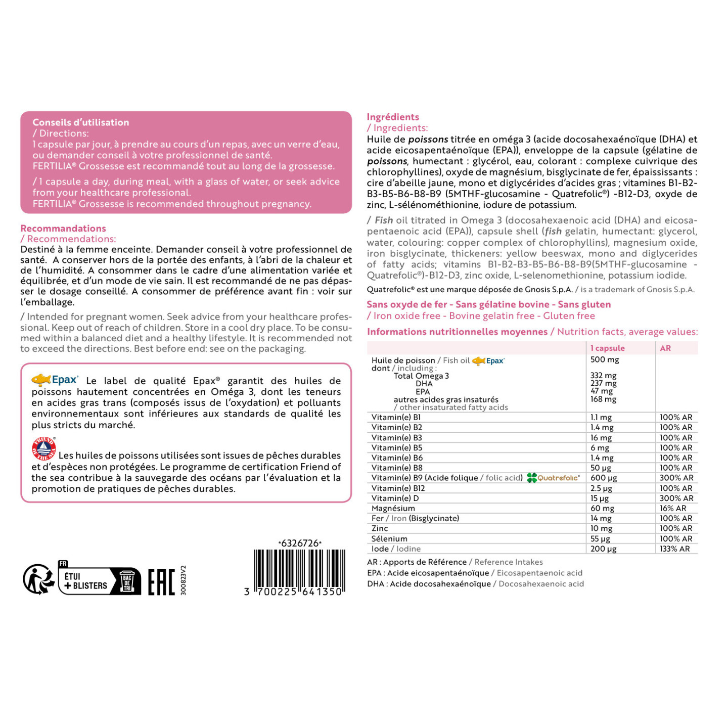 FERTILIA® GROSSESSE - Supplémentation grossesse