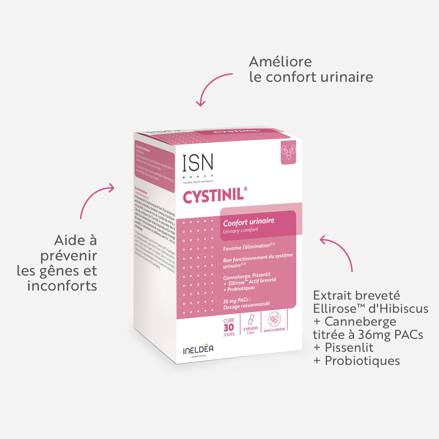 CYSTINIL® - Confort urinaire et élimination - 90 gélules végétales