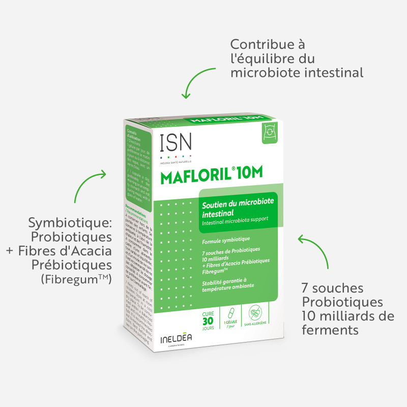 Mafloril®-10M - Soutien de la flore intestinale - 30 gélules végétales Mafloril®-10M - Soutien de la flore intestinale - 30 gélules végétales