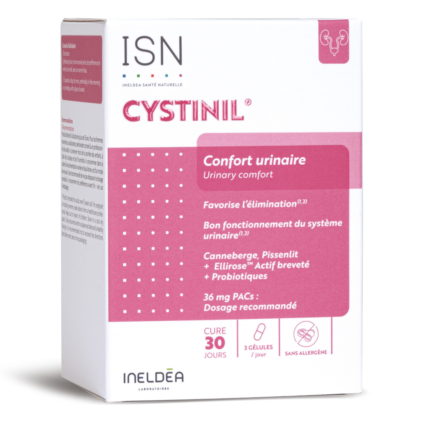 CYSTINIL® - Confort urinaire et élimination - 90 gélules végétales