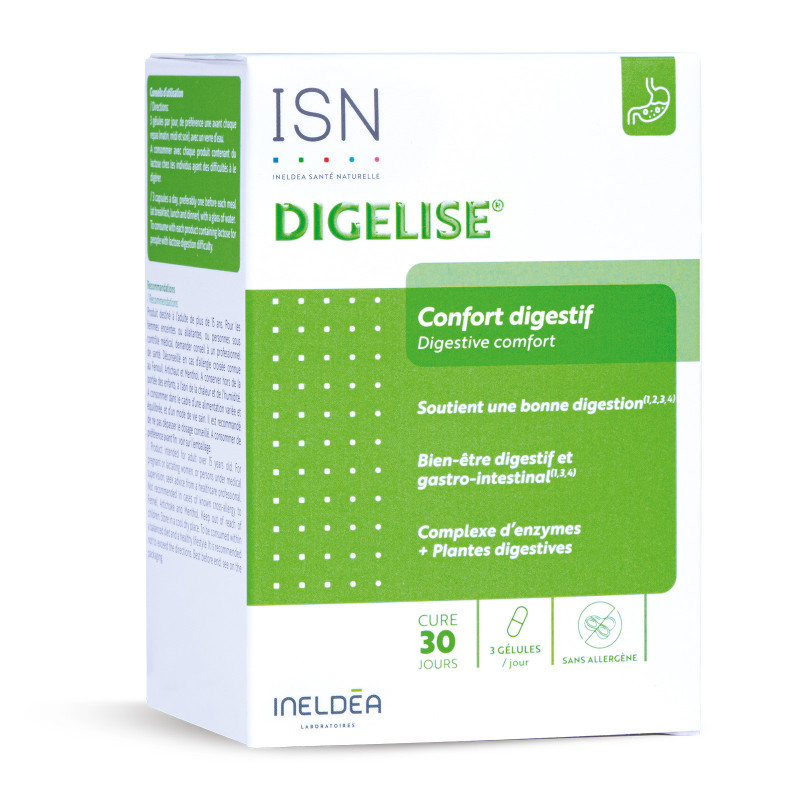 DIGELISE® - Améliore la digestion - Pilulier de 90 gélules végétales DIGELISE® - Améliore la digestion - Pilulier de 90 gélules végétales